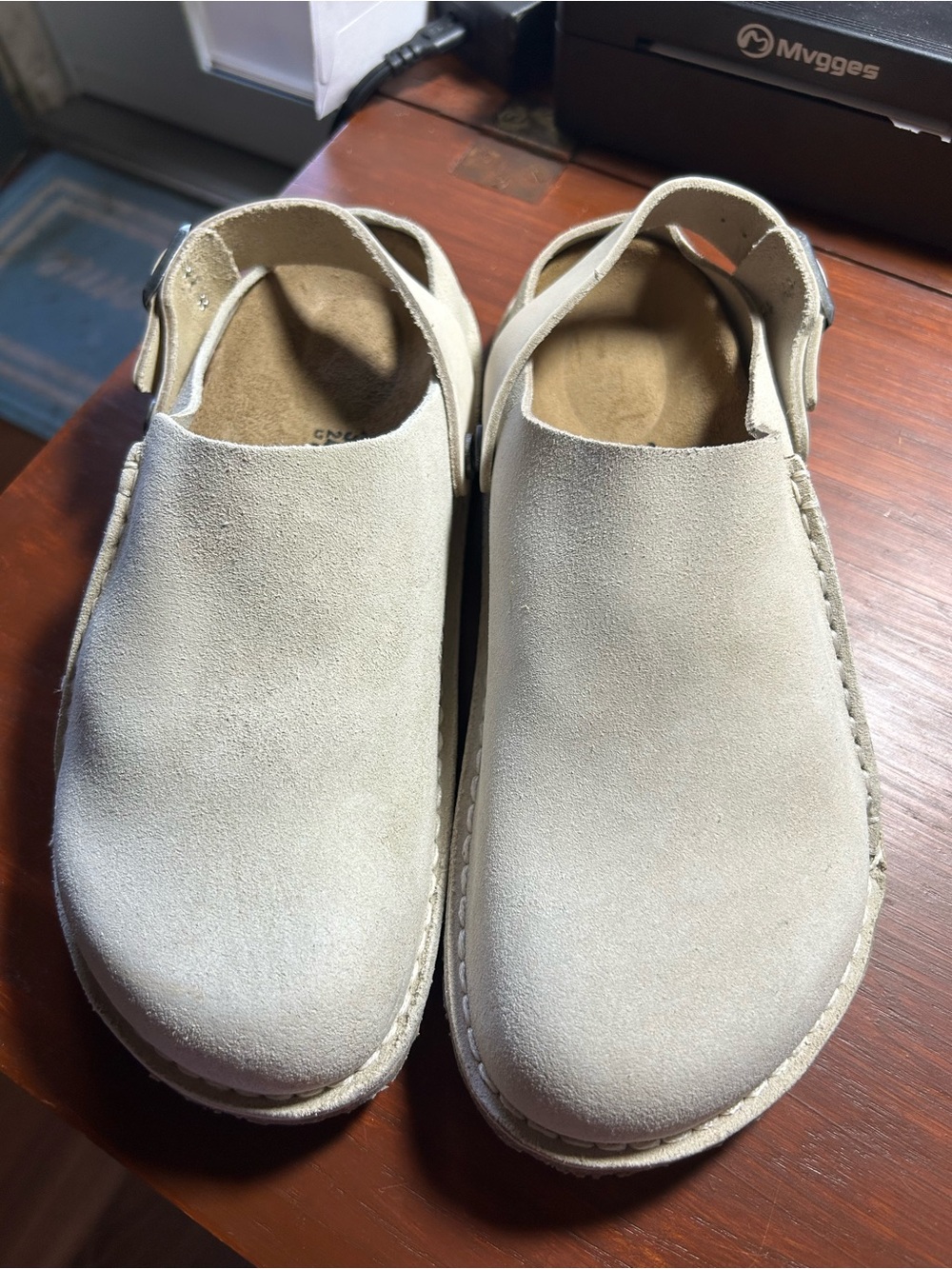 Birkenstock Women's Suede Clog Mules - Light Cream